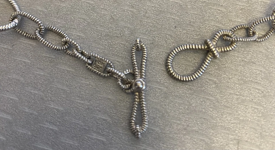 "Collar de cadena Judith Ripka JR de plata de ley de oro amarillo de 18 quilates con bisel de diamantes 34""" Foto 4 de 4