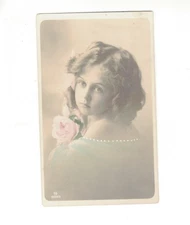 Postcard  Fantasy y Children  Girl  Curly Hair   TB 1304