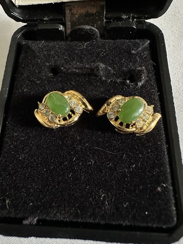 Bellissima collana con pietre preziose Elbaite verdi placcate oro con orecchini abbinati 18" - Foto 3 di 6
