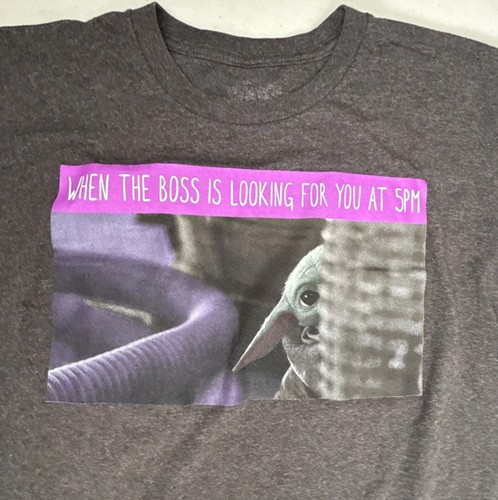 Star Wars Yoda Tee Medium Large-Black When The Boss Is Looking For You At 5 PM - 第 1/5 張圖片