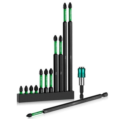 12 Pack Long Phillips Screwdriver Bit Set - Mixed Length Magnetic Impact Driver