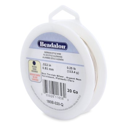 20 Gauge Silver Plate Beadalon Round German Craft Wire (1/4LB Spool - 80ft)