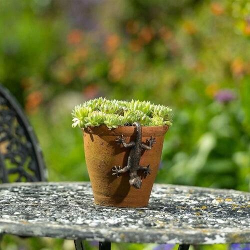 Pot Buddies Bronze Coloured Gecko Plant Pot Hanger Vase Decoration Ornament - Picture 2 of 2