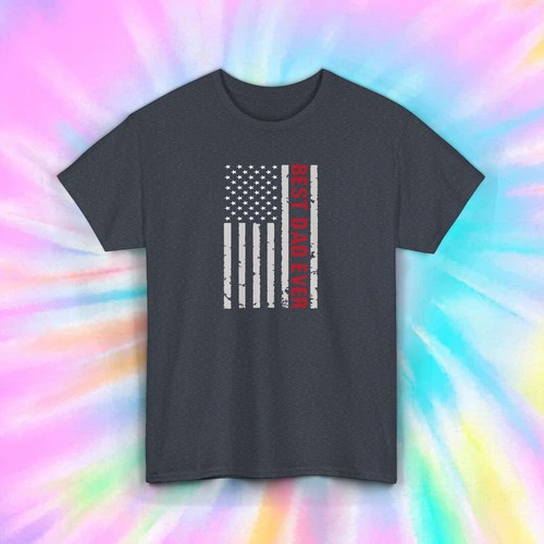 Best Dad Ever T-Shirt S-5XL Patriotic American Flag Father's Day Gift Dad Tee - Picture 9 of 10