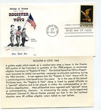 1344 Register & Vote Cover Craft cachets, CCC,  FDC