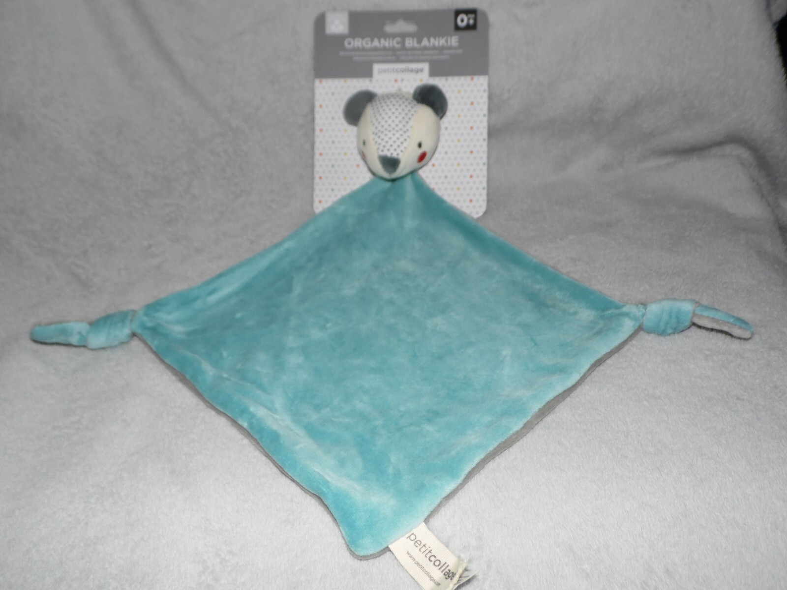 Petit Collage teddy baby comforter soft toy NEW blue bear blankie