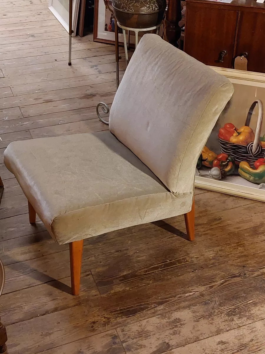 Vintage Cintique 1960s Cocktail or Slipper Chair Beech Wood Legs