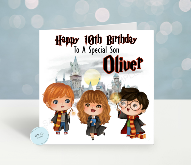 Personalised Birthday card Children's Harry Potter themed any name/age/relation