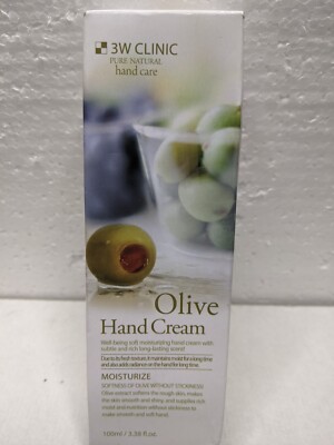3W CLINIC Olive Natural Moisturizing Hand Cream 100ml  USA Shipper 3.38 oz NIB