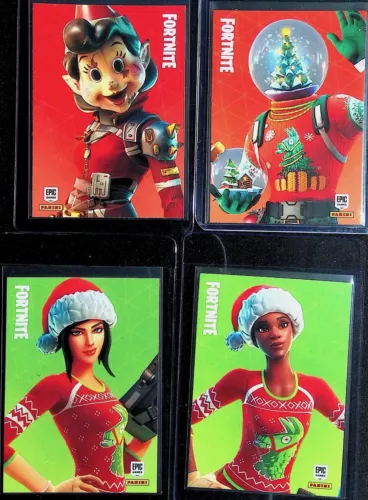 Fortnite Panini Series 2 Christmas Lot(4) Globe Shaker, Cutiepie, Holly & Jolly