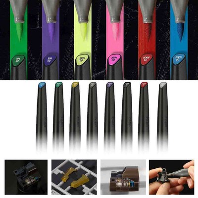 DSPIAE 8 Colors Metallic Texture Marker Pen for Model Coloring Markers Hobby DIY