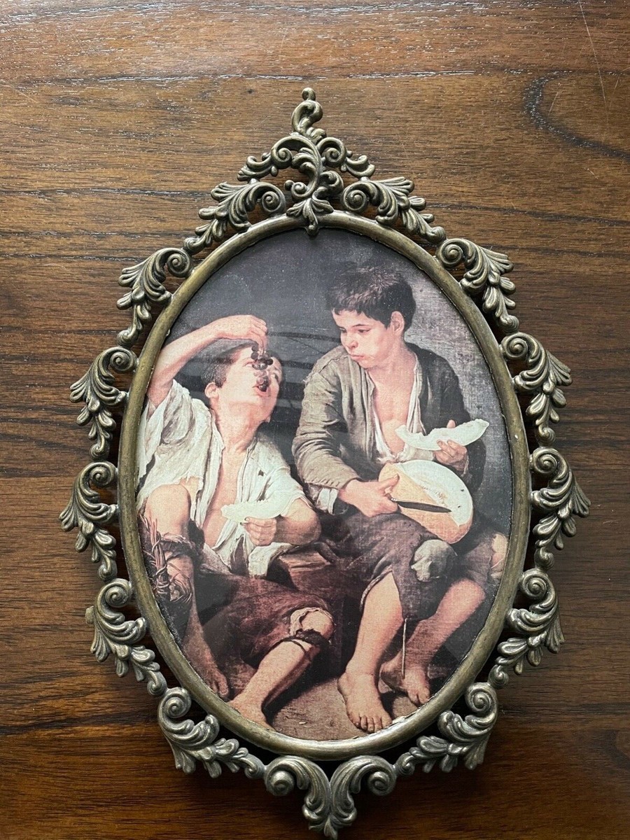 【イタリア製】ヴィンテージ オルモル アートフレーム ブラス 肖像画 オーバル型 Vintage Italian Brass Picture Frame, 1 Large Oval