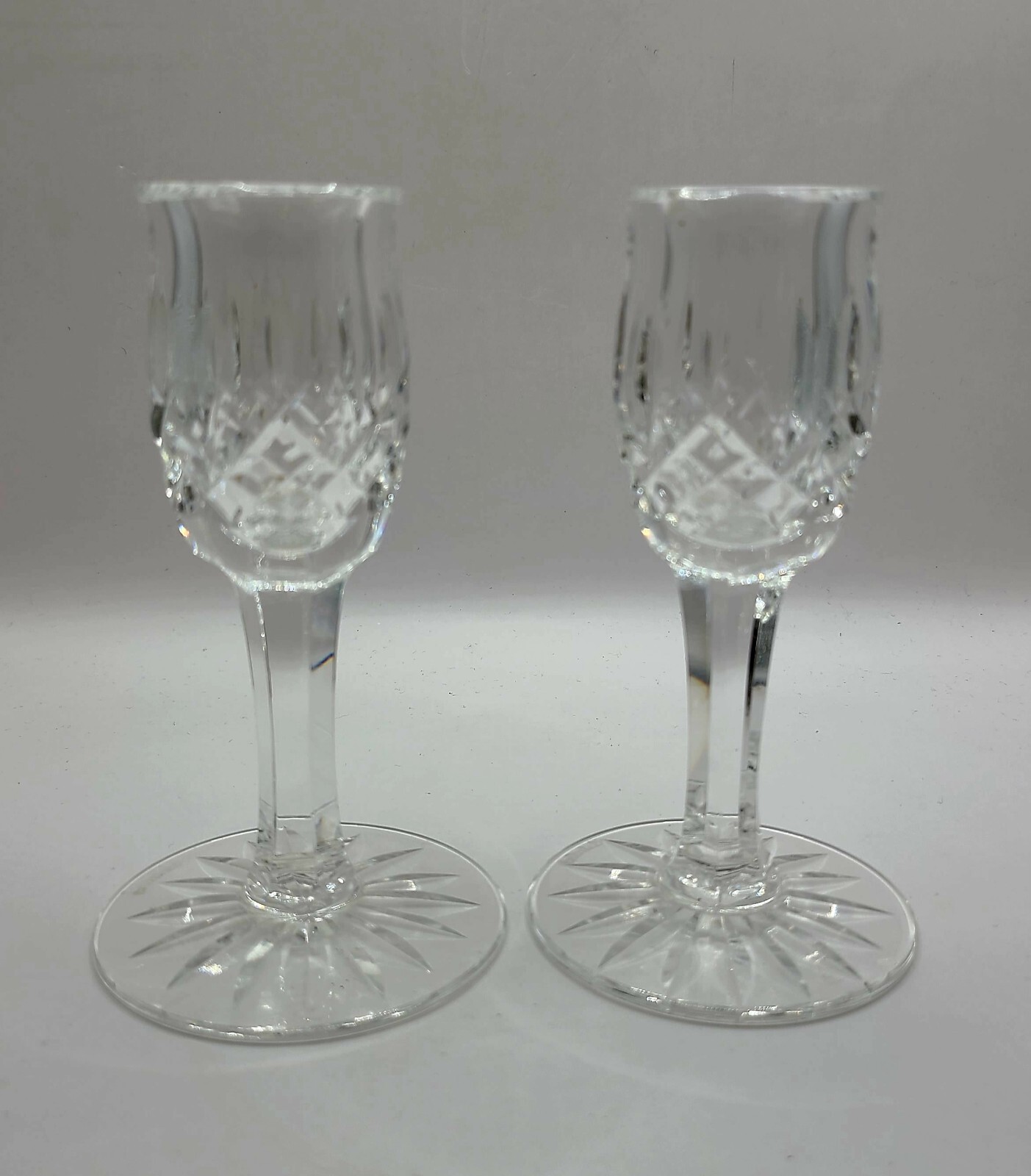 Waterford Araglin Pattern Crystal Candle Holder Pair 5" tall Made In