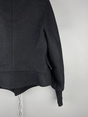 Max Mara Womens Luxury Alpaca Wool High Neck Black Pea Coat Jacket Sz US 6 / S - Picture 15 of 18