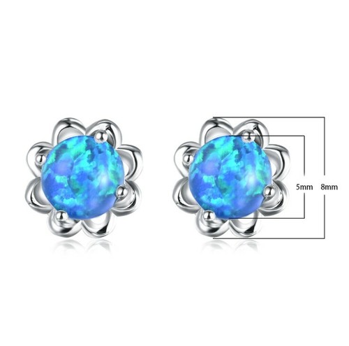 Special Price Gorgeous Round White Fire Opal Silver Stud Hook Earrings New - Picture 4 of 7
