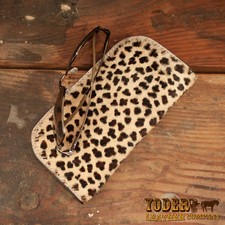 Furry Leopard / Cheetah Print Leather Soft Eye Glasses or Sunglasses Case