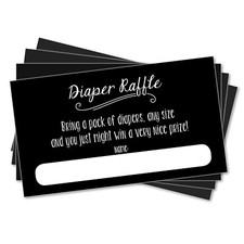 25 Diaper Raffle Tickets Cards - Black Chalkboard Background Neutral Baby Shower