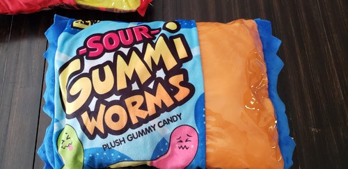 Sour Gummi Gummy Worms Wafer Bars Chocolate Plush Pillow 12" Candy Toy Gift LOT - Picture 2 of 10