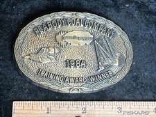 Vintage 1984 Peabody Union Coal Mining Miner Belt Buckle Training Award B 