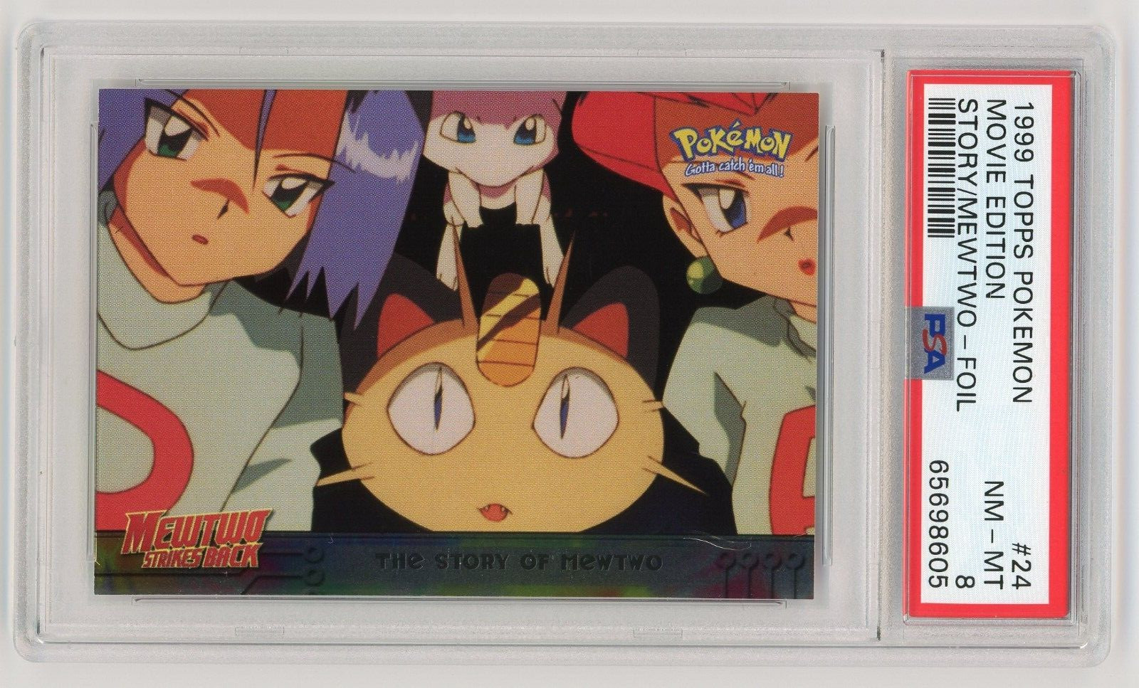 Pokemon Card The Story of Mewtwo #24 Holo Foil Rocket Topps 1999 PSA 8 NM-MT