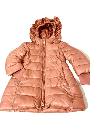 Monnalisa Size 3T Rose Colored Puffer Coat Hooded W Pockets Worn Once