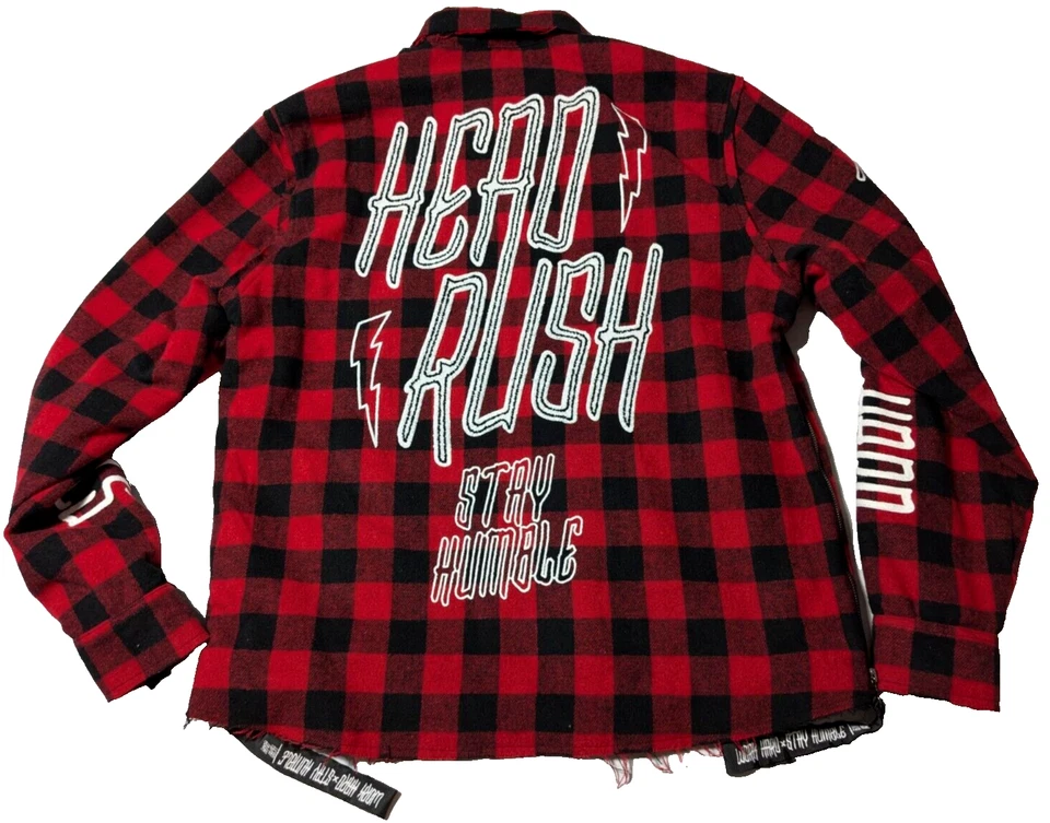 HEADRUSH STAY HUMILDE Hombres XL LANA Mezcla Madera Cuadros Cazadora Usada en Excelente Condición Foto 2 de 4