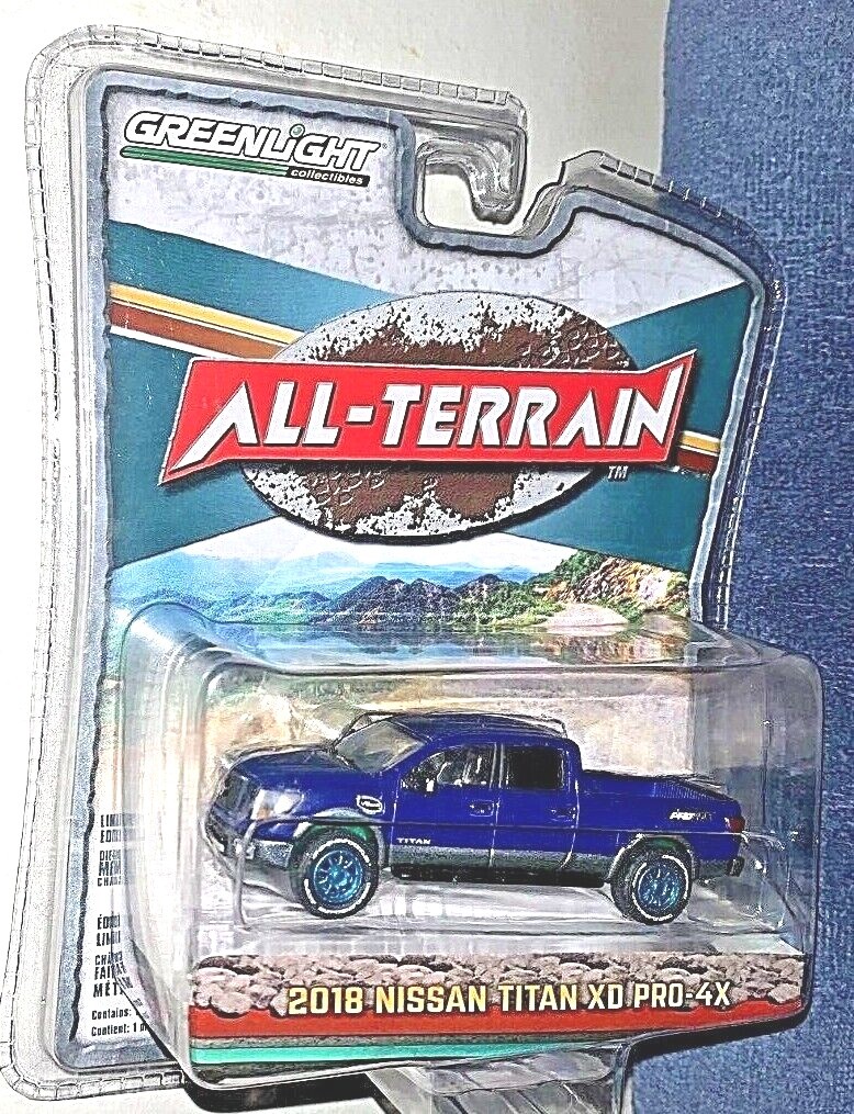GREENLIGHT 2021 1/64 ALL-TERRAIN BLUE 2018 NISSAN TITAN XD GREEN