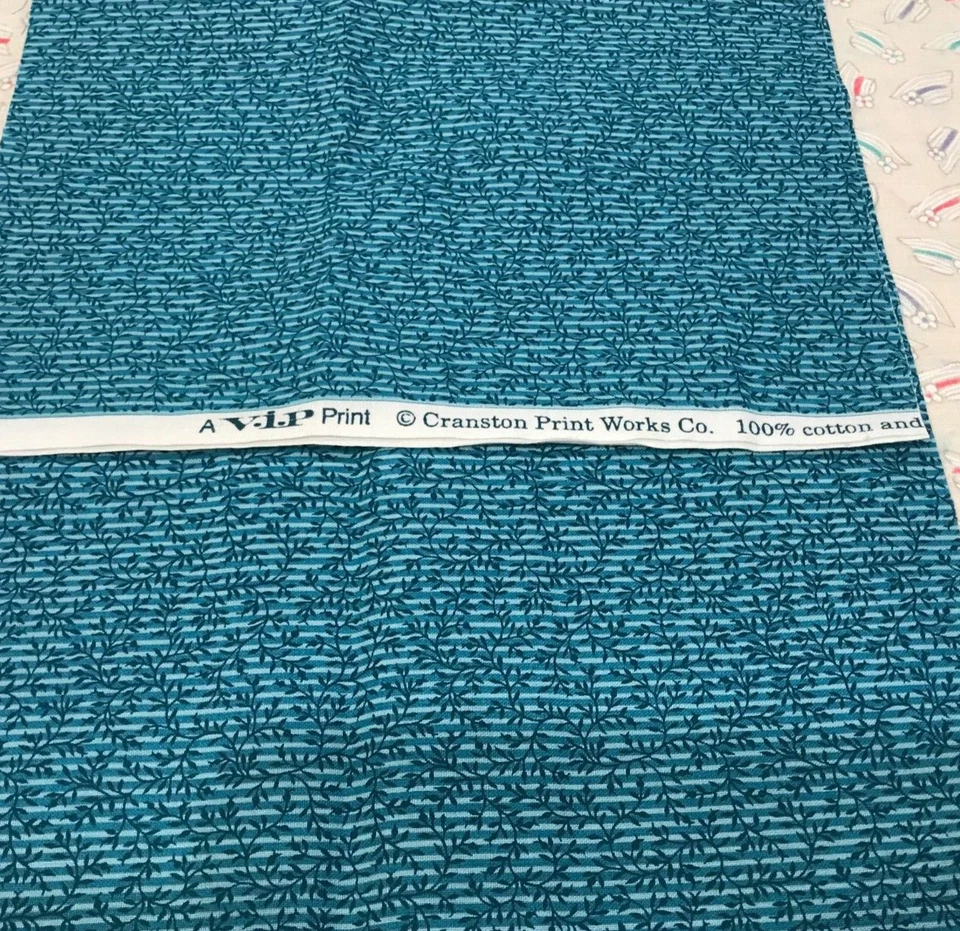 Striped Tonal Teal * Black Vines * Cranston Print Works * 100% Cotton * 8"x 22" - Image 4 of 4