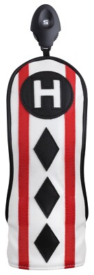 Majek Golf Clubs Poker Diamond Protective Black Red White #H Hybrid Head Cover