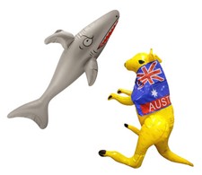 AUSTRALIA DAY INFLATABLES SET KANGAROO SHARK DECORATION PROP AUSSIE AUSTRALIAN