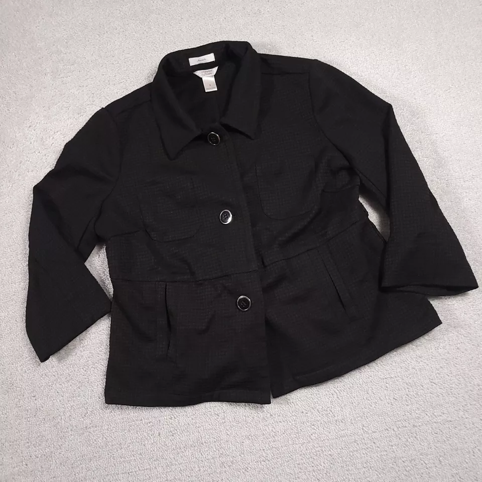 Christopher & Banks Blazer Jacket Black Women's S Button Up Stretch - Image 2 of 4