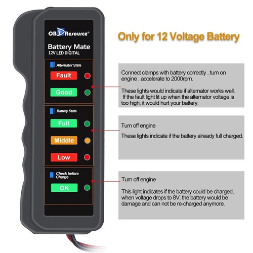 BM310-12V Autobatterie Tester Indikator Motorrad Batterie Licht maschine Checker - Picture 4 of 12