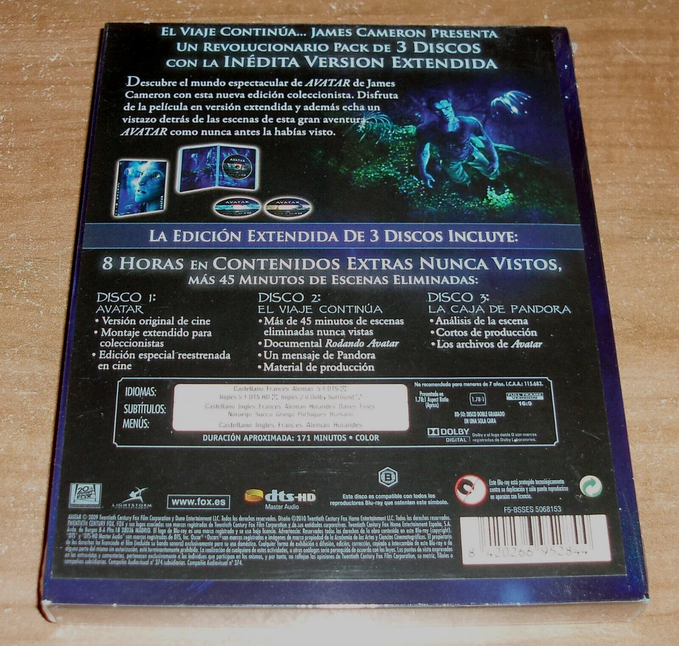 Avatar Edicion Coleccionista Extendida 3 Blu-Ray Nuevo Sellado Ciencia Ficcion - Imagen 2 de 4