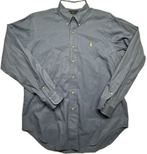 Ralph Lauren Men s Button-Down Shirt Blue Solid L Classic Fit Long Sleeve