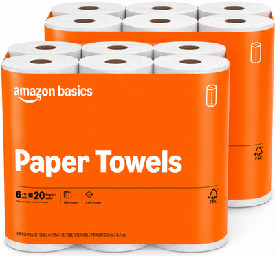 2-Ply Flex-Sheets Paper Towels, 12 Basics Rolls = 40 Regular Rolls