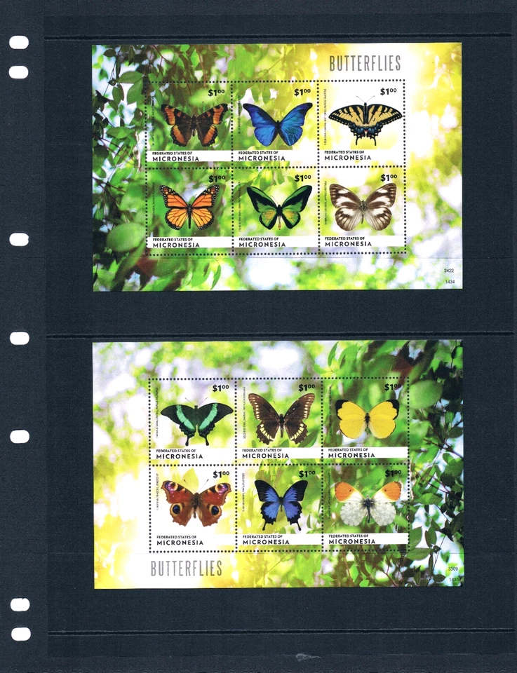 $24.00 Scott Value - 2014 MICRONESIA Butterflies 2 s/s Pacific CV MNH NH UMM - Image 2 of 4