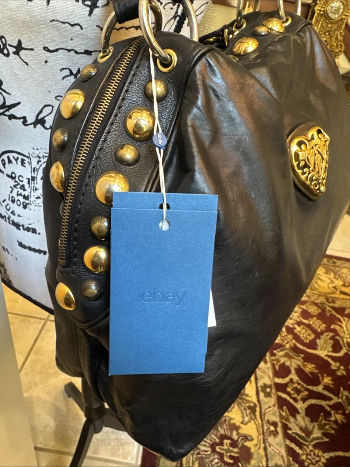 GUCCI BLACK CALF LEATHER BABOUSKA DOME HEART CREST BAG SATCHEL HANDBAG - LARGE - Image 4 of 4