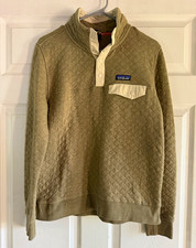 Patagonia Womens Organic Cotton Quilted Mock Neck Diamond Button Sweatshirt S