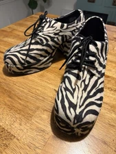 FUNTASMA Mens Zebra Platform 3.5" Block Heel Jazz Shoe Disco Pimp Size XL US14