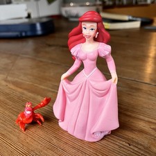 Disney Little Mermaid Ariel Sebastian Figure Cake Topper Toy Pink Dress Crab