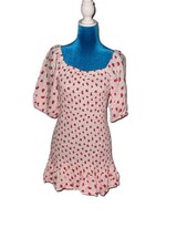 Jessica Simpson Pink and Red Strawberry Print Mini Dress Women’s Large