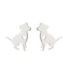 Generic Stainless Steel Cute Tiny Puppy Dog Stud Earrings for Women Dog Lovers C