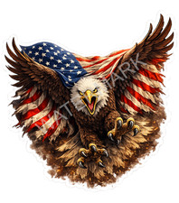 American Bald Eagle USA Flag Waterproof Vinyl Sticker/Decal 04