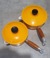 Le Creuset Vintage Enamel Cast Iron Pans 18cm & 20cm - Yellow - Great Condition