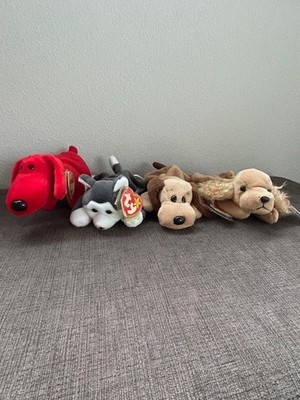 Ty Beanie Babies Lot of 4 Dogs - Nanook Spunky Bones Rover with tags
