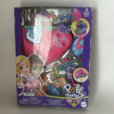 Polly Pocket Sloth Family 2-in-1 Purse Compact Playset, Dolls & Accessories New
