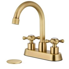 Antique Brass 4 Inch Centerset Bathroom Faucet, Vintage Bathroom Faucet