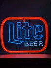Original MILLER LITE BEER 21”x17” Neon Glass Tube Sign FRANCEFORMER USA Vintage