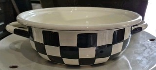 Retired Mackenzie Childs Courtly Check Enamel Casserbole Base Only