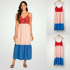 J Crew Factory Colorblock Tie Front Dress Size 8 Pockets Spaghetti Strap Lined